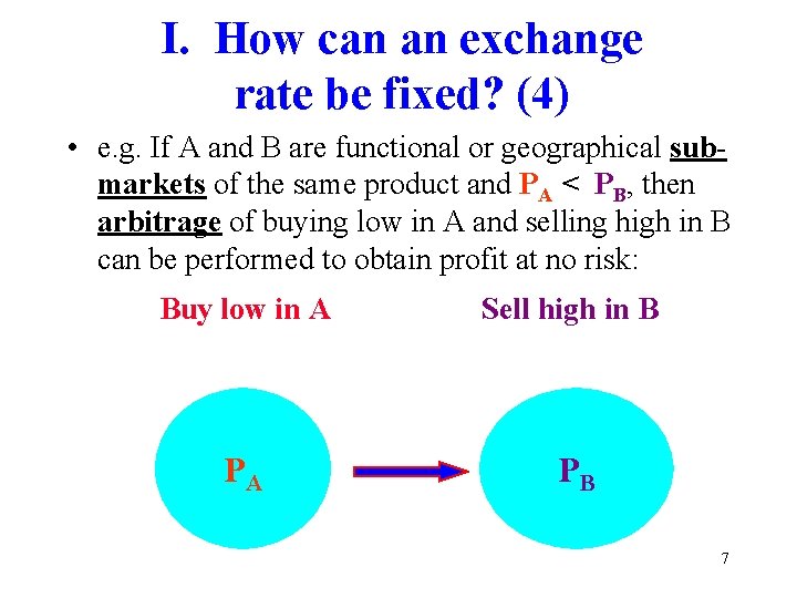 I. How can an exchange rate be fixed? (4) • e. g. If A