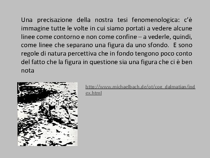 Una precisazione della nostra tesi fenomenologica: c’è immagine tutte le volte in cui siamo