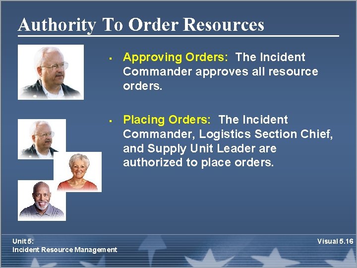 Authority To Order Resources § § Unit 5: Incident Resource Management Approving Orders: The