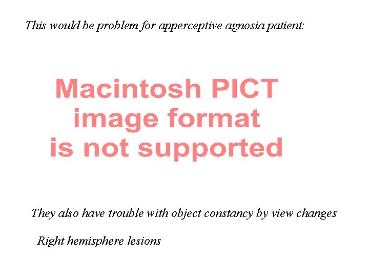 This would be problem for apperceptive agnosia patient: They also have trouble with object