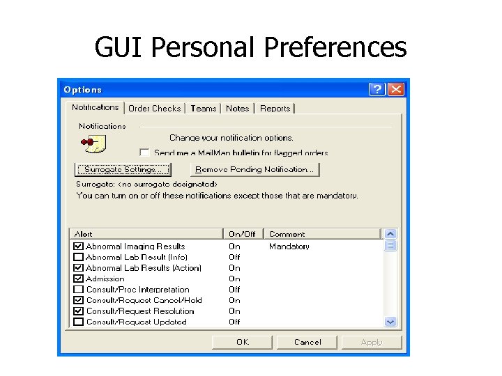 GUI Personal Preferences 