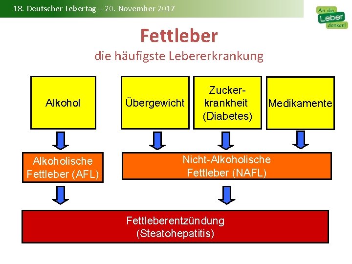 18. Deutscher Lebertag – 20. November 2017 Fettleber die häufigste Lebererkrankung Alkoholische Fettleber (AFL)