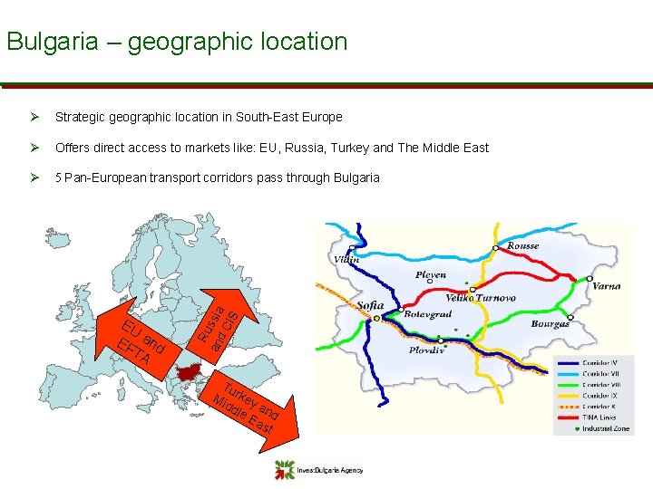 Bulgaria – geographic location Strategic geographic location in South-East Europe Ø Offers direct access