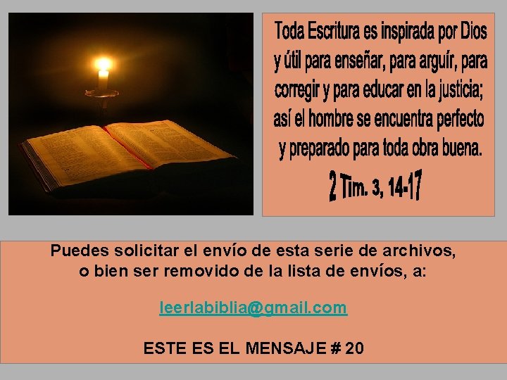 Puedes solicitar el envío de esta serie de archivos, o bien ser removido de