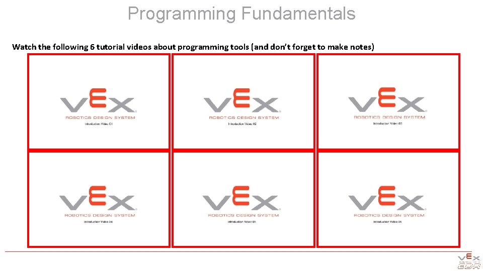 Programming Fundamentals Watch the following 6 tutorial videos about programming tools (and don’t forget