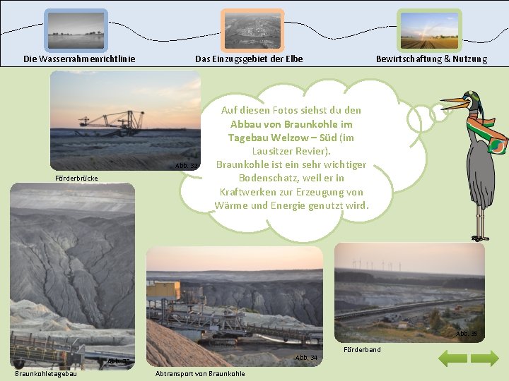 Die Wasserrahmenrichtlinie Das Einzugsgebiet der Elbe Abb. 32 Förderbrücke Bewirtschaftung & Nutzung Auf diesen