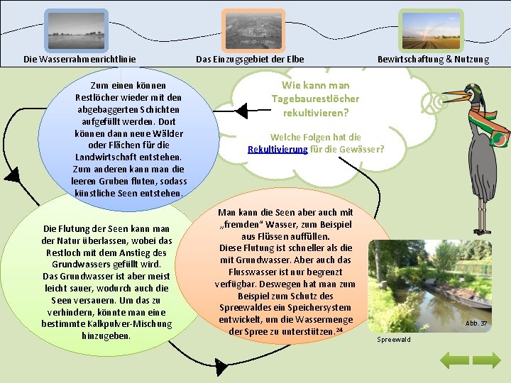 Die Wasserrahmenrichtlinie Zum einen können Restlöcher wieder mit den abgebaggerten Schichten aufgefüllt werden. Dort