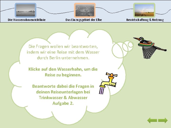 Die Wasserrahmenrichtlinie Das Einzugsgebiet der Elbe Die Fragen wollen wir beantworten, indem wir eine