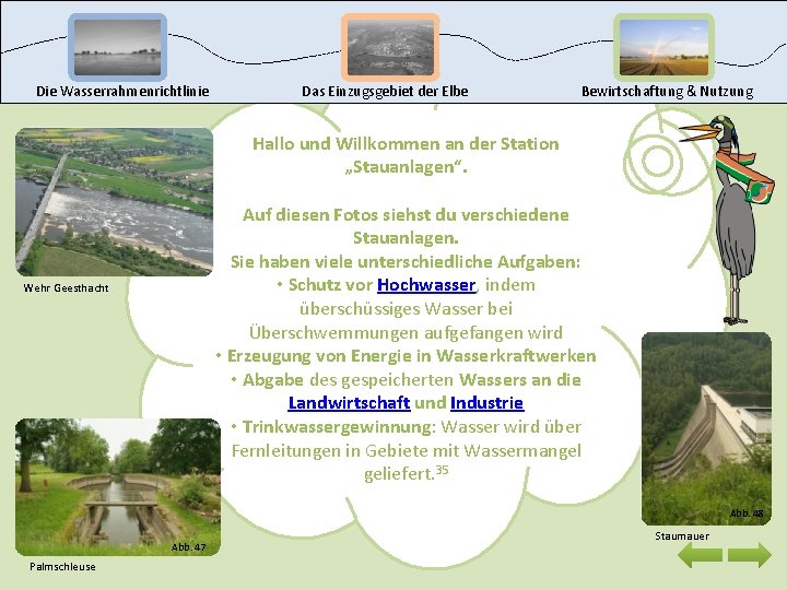Die Wasserrahmenrichtlinie Das Einzugsgebiet der Elbe Bewirtschaftung & Nutzung Hallo und Willkommen an der