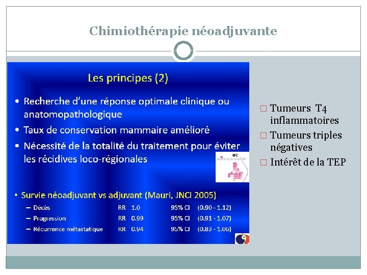 Chimiothérapie néoadjuvante � Tumeurs T 4 inflammatoires � Tumeurs triples négatives � Intérêt de