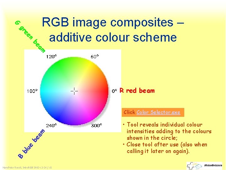 G RGB image composites – additive colour scheme n ee gr am be R