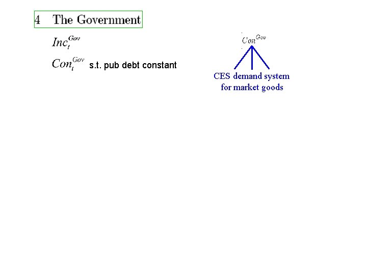 s. t. pub debt constant CES demand system for market goods 