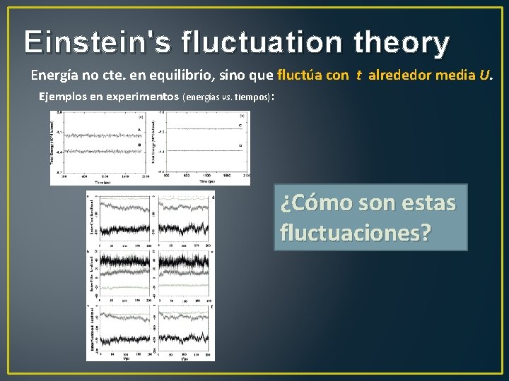 Einstein's fluctuation theory Energía no cte. en equilibrio, sino que fluctúa con t alrededor