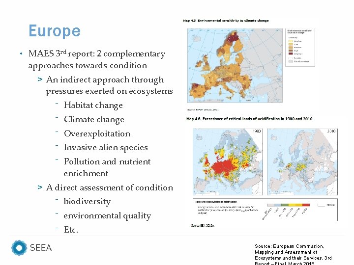 Europe • MAES 3 rd report: 2 complementary approaches towards condition > An indirect