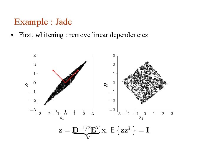 Example : Jade • First, whitening : remove linear dependencies 