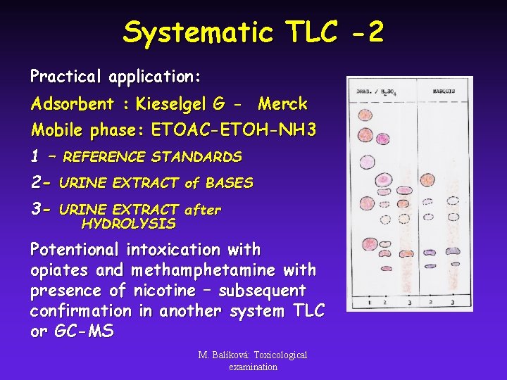 Systematic TLC -2 Practical application: Adsorbent : Kieselgel G - Merck Mobile phase: ETOAC-ETOH-NH