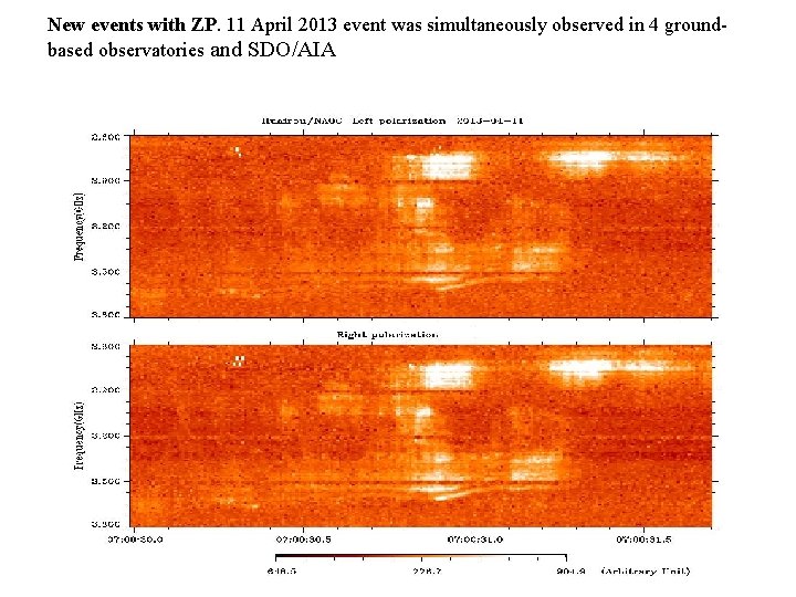 New events with ZP. 11 April 2013 event was simultaneously observed in 4 groundbased
