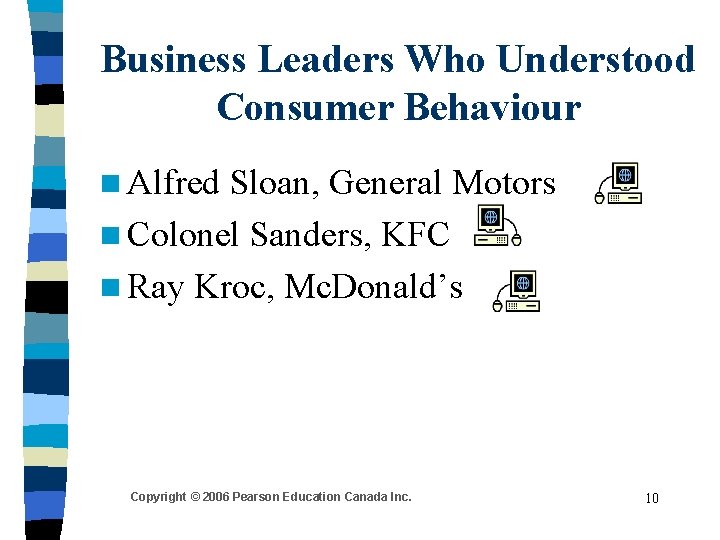 Business Leaders Who Understood Consumer Behaviour n Alfred Sloan, General Motors n Colonel Sanders,