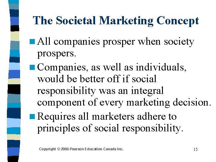 The Societal Marketing Concept n All companies prosper when society prospers. n Companies, as