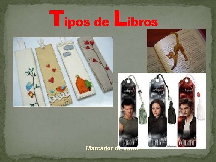 Tipos de Libros Marcador de libros 