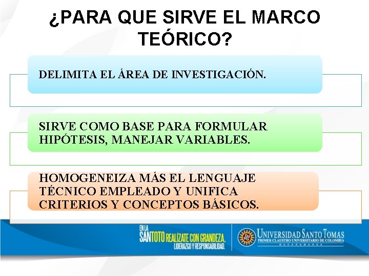 ¿PARA QUE SIRVE EL MARCO TEÓRICO? DELIMITA EL ÁREA DE INVESTIGACIÓN. SIRVE COMO BASE