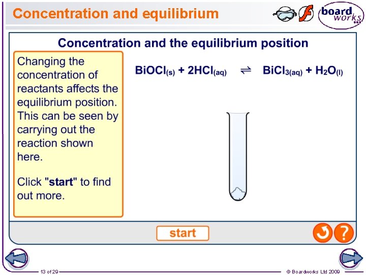Concentration and equilibrium 13 of 29 © Boardworks Ltd 2009 