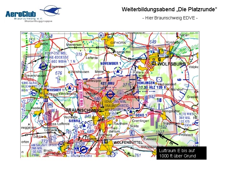 Weiterbildungsabend „Die Platzrunde“ - Hier Braunschweig EDVE - Luftraum E bis auf 1000 ft
