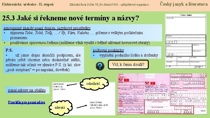 Elektronická učebnice - II. stupeň Základní škola Děčín VI, Na Stráni 879/2 – příspěvková