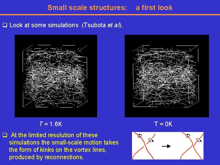 Small scale structures: a first look q Look at some simulations (Tsubota et al).