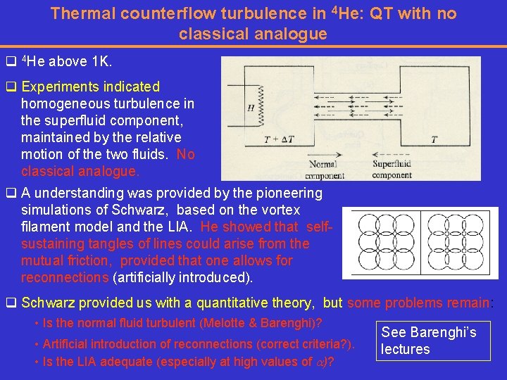 Thermal counterflow turbulence in 4 He: QT with no classical analogue q 4 He