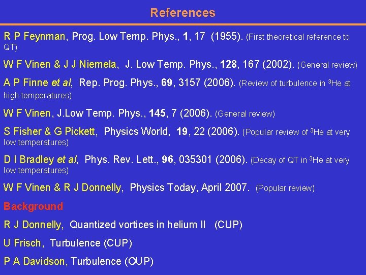 References R P Feynman, Prog. Low Temp. Phys. , 1, 17 (1955). (First theoretical