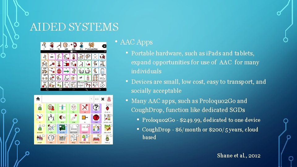 AIDED SYSTEMS • AAC Apps • Portable hardware, such as i. Pads and tablets,