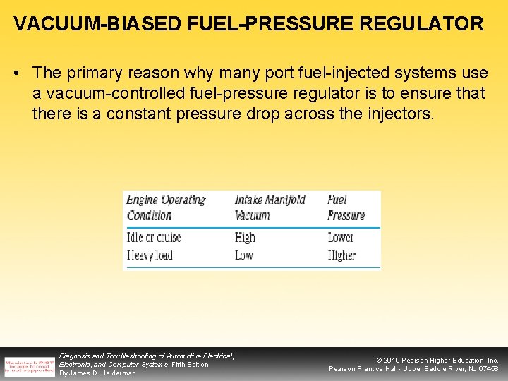 VACUUM-BIASED FUEL-PRESSURE REGULATOR • The primary reason why many port fuel-injected systems use a