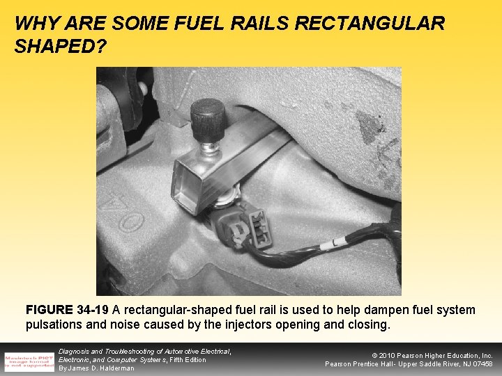 WHY ARE SOME FUEL RAILS RECTANGULAR SHAPED? FIGURE 34 -19 A rectangular-shaped fuel rail