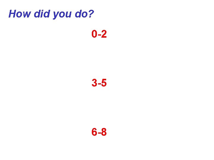 How did you do? 0 -2 3 -5 6 -8 