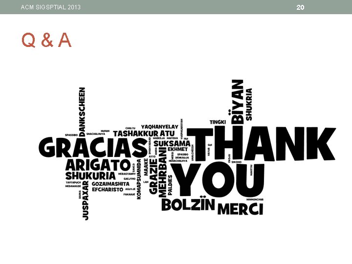 ACM SIGSPTIAL 2013 Q&A 20 