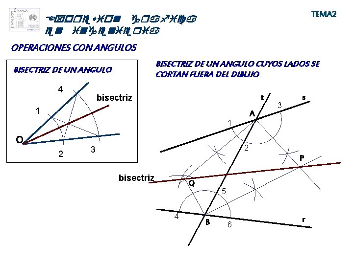 TEMA 2 Expresion grafica en ingenieria OPERACIONES CON ANGULOS BISECTRIZ DE UN ANGULO CUYOS