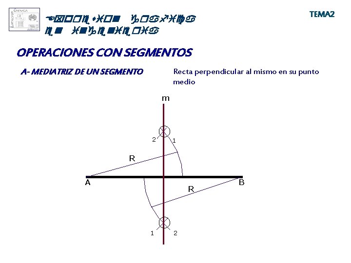 TEMA 2 Expresion grafica en ingenieria OPERACIONES CON SEGMENTOS A- MEDIATRIZ DE UN SEGMENTO