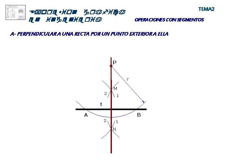 TEMA 2 Expresion grafica en ingenieria OPERACIONES CON SEGMENTOS A- PERPENDICULAR A UNA RECTA