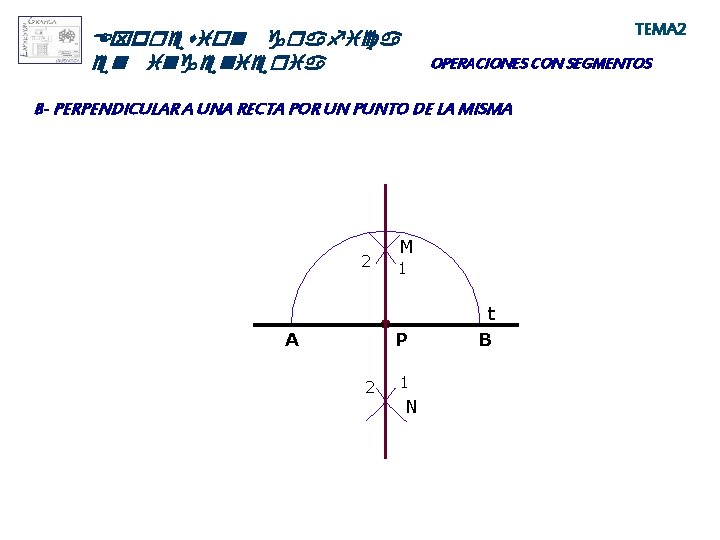 TEMA 2 Expresion grafica en ingenieria OPERACIONES CON SEGMENTOS B- PERPENDICULAR A UNA RECTA