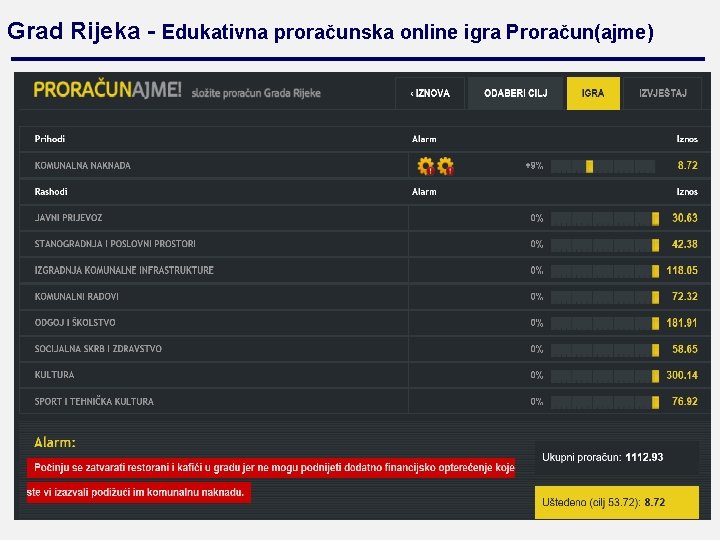 Grad Rijeka - Edukativna proračunska online igra Proračun(ajme) 29 