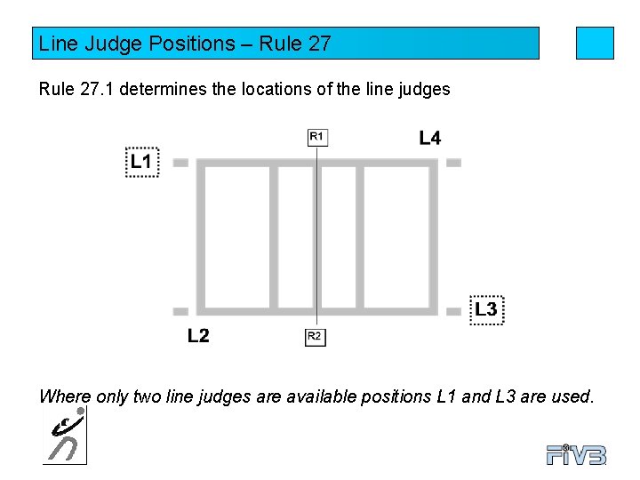 Line Judge Positions – Rule 27. 1 determines the locations of the line judges