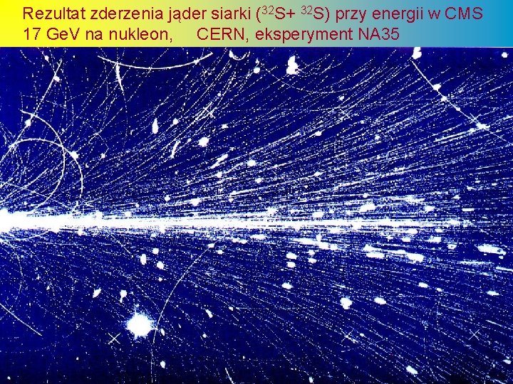 Rezultat zderzenia jąder siarki (32 S+ 32 S) przy energii w CMS 17 Ge.