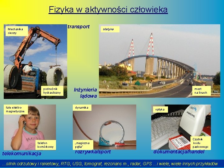 Fizyka w aktywności człowieka transport Mechanika cieczy podnośnik hydrauliczny fale elektromagnetyczne statyka Inżynieria lądowa