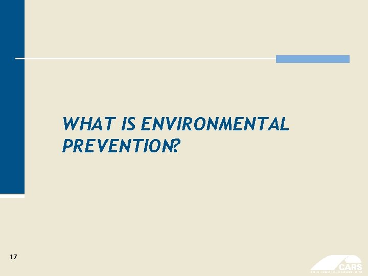 WHAT IS ENVIRONMENTAL PREVENTION? 17 