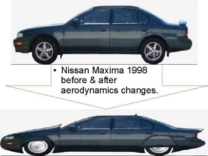  • Nissan Maxima 1998 before & after aerodynamics changes. 