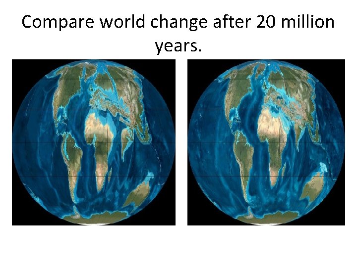 Compare world change after 20 million years. 