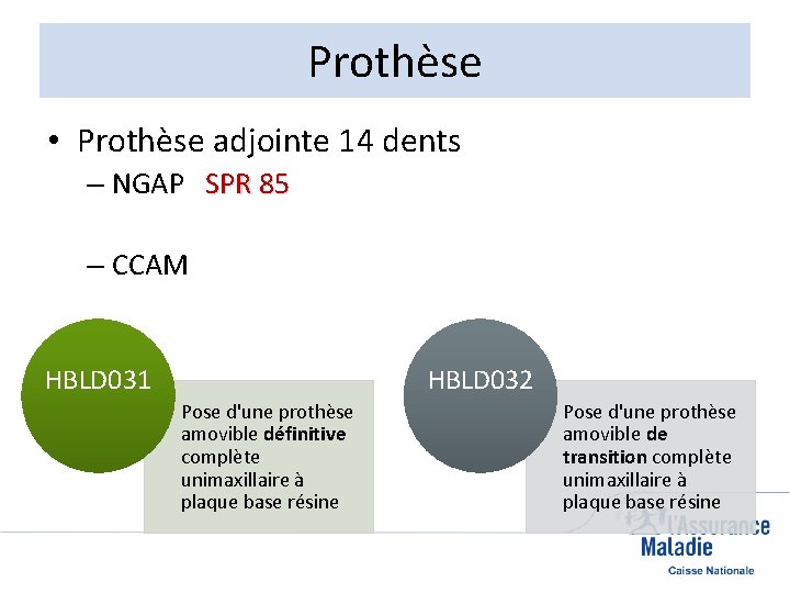 Prothèse • Prothèse adjointe 14 dents – NGAP SPR 85 – CCAM HBLD 031