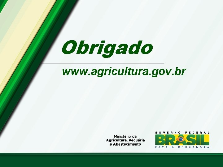 Obrigado www. agricultura. gov. br P Á T R I A E D U