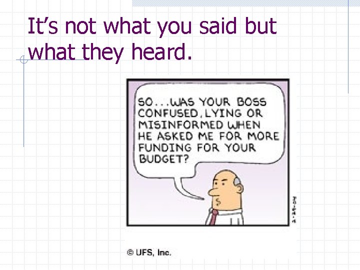 It’s not what you said but what they heard. 